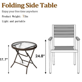 JOINHOM round patio end table 17.7 inches, ideal for balconies
