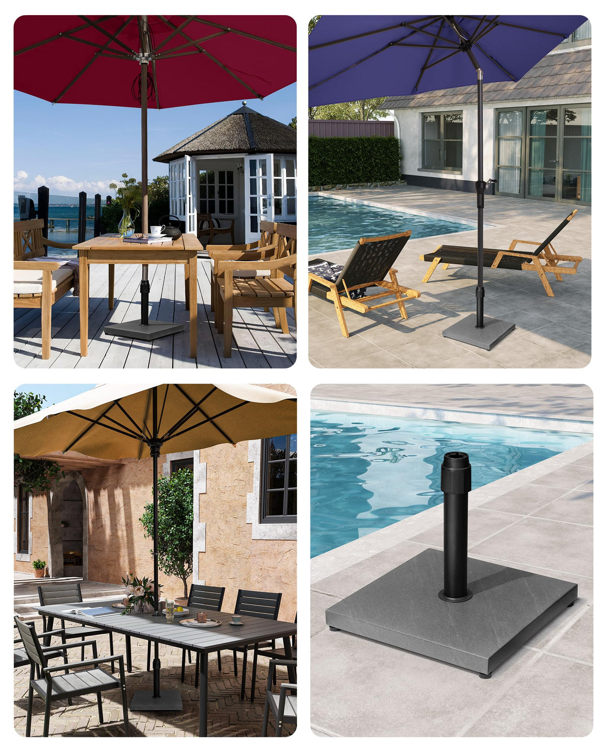 JOINHOM wind-resistant base keeps your market umbrella steady on breezy days.