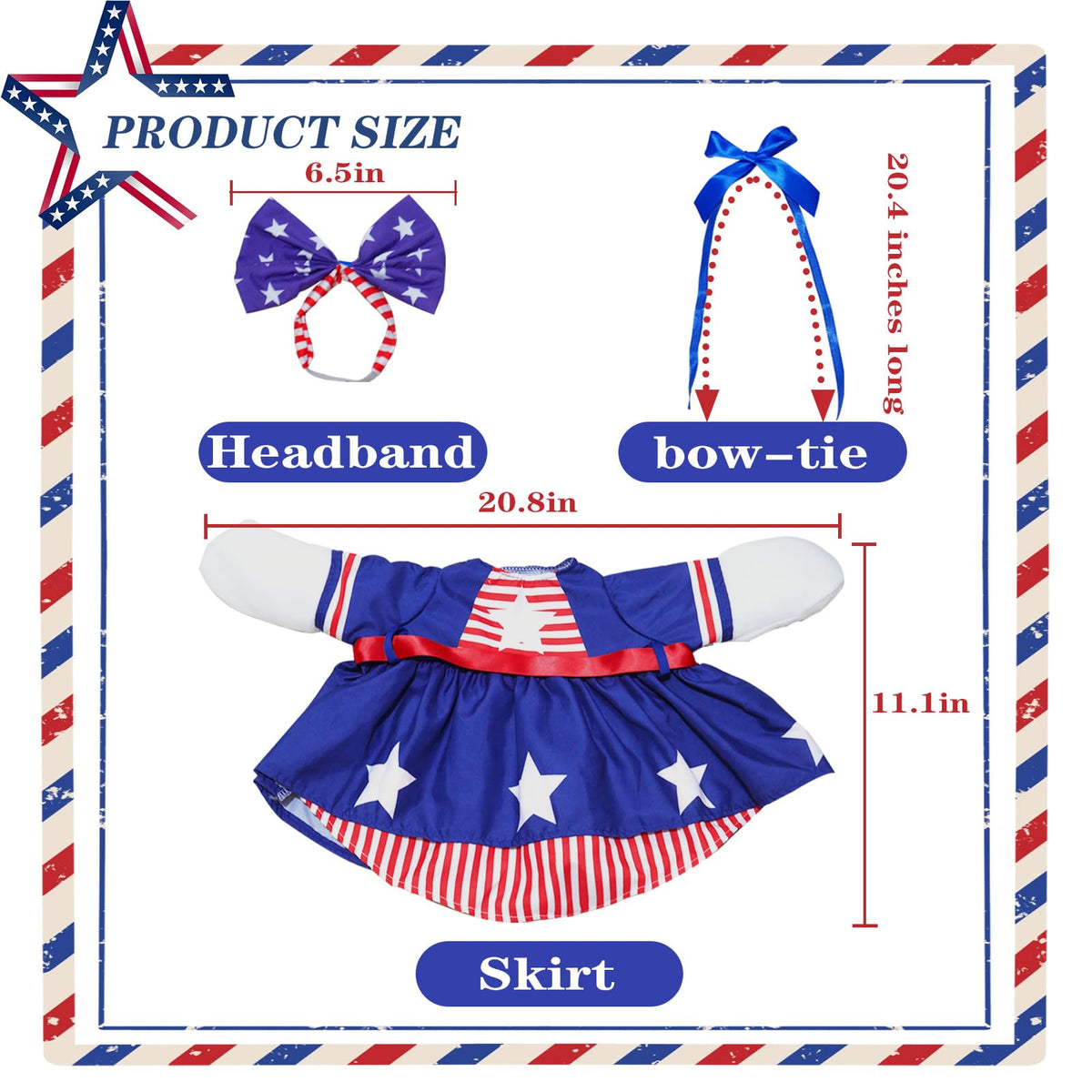 JOJFOUK patriotic goose outfit headband completes the festive look