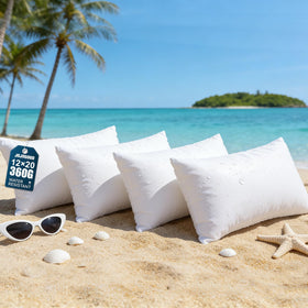 JOJOGOGO 12x20 outdoor lumbar pillow insert on a patio chair for extra back support.
