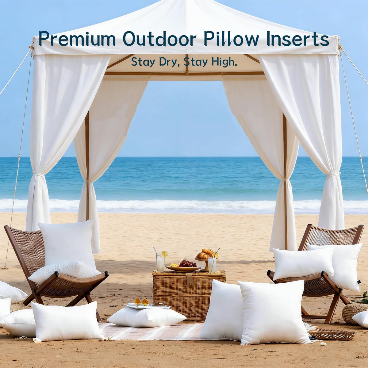 JOJOGOGO outdoor pillow insert on patio furniture during spring sunshine.