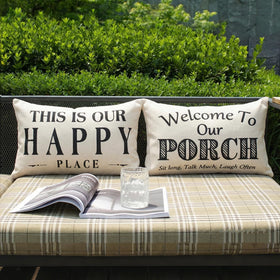 JOJOGOGO outdoor lumbar pillow cover in beige waterproof fabric for porch décor