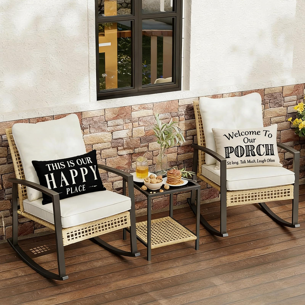 JOJOGOGO pattern-on-one-side lumbar cover boosts curb appeal on any porch