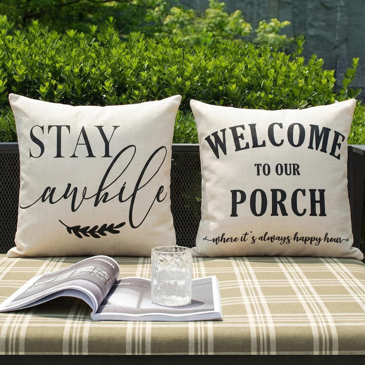 JOJOGOGO porch pillow cover 18x18 beige with outdoor waterproof protection