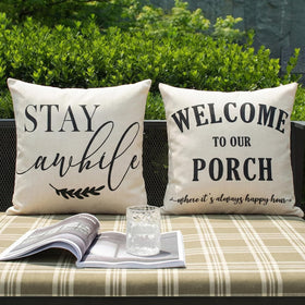 JOJOGOGO porch pillow cover 18x18 beige with outdoor waterproof protection