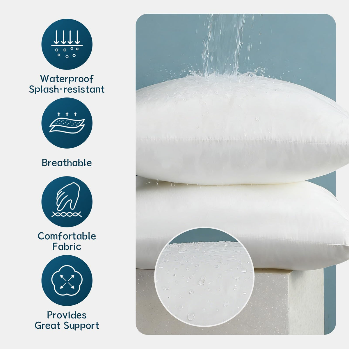 JOJOGOGO waterproof lumbar pillow insert close-up shows durable fabric and plush fill.