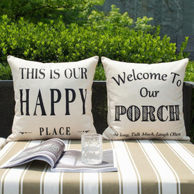JOJOGOGO welcome porch pillow cover on outdoor chair for cozy decor