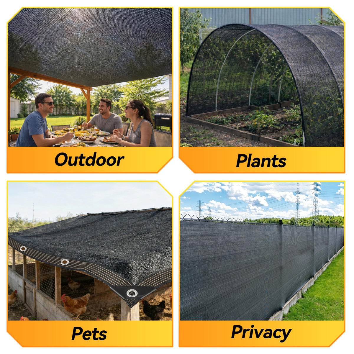 JOJOLEE shade cloth with grommets enables quick, secure installation on patios.