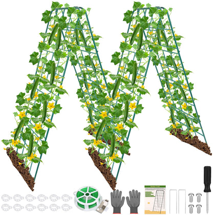 Jollidecor 2-pack cucumber trellis with dual-sided frame supports climbing vines.