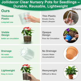Jollidecor clear 6-inch pot with tray for moisture control and surface protection