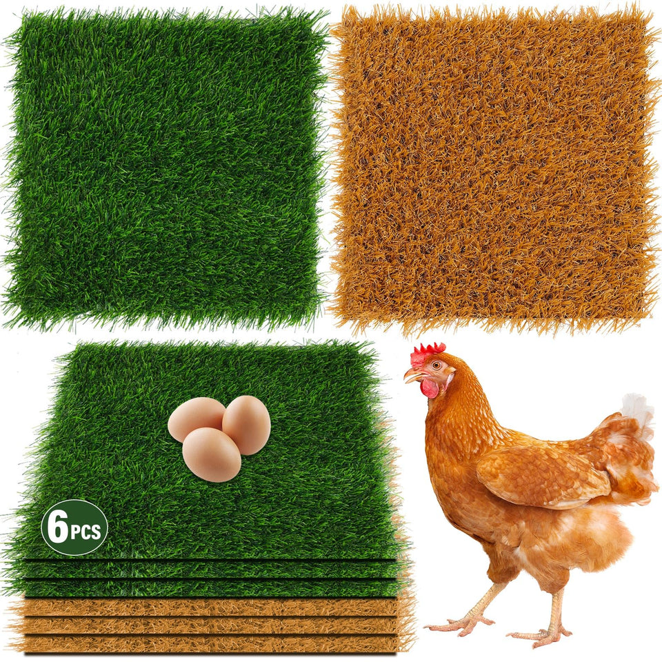 Jollidecor nest pads green and brown in coop for comfortable laying.