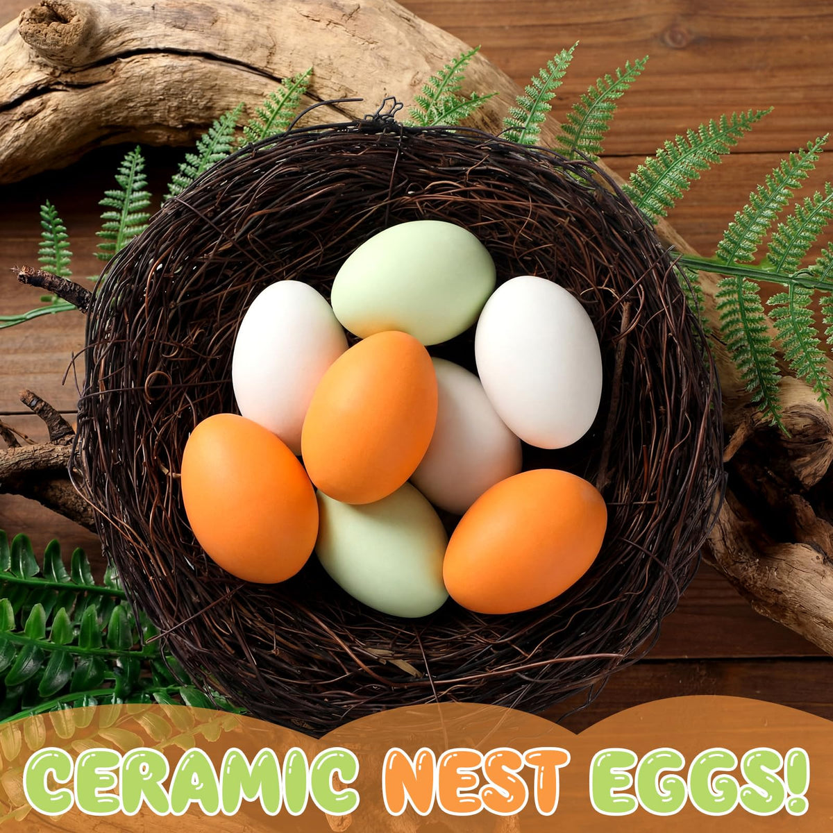 JolliLudo multi-color nesting eggs shown in coop setup for efficient collection