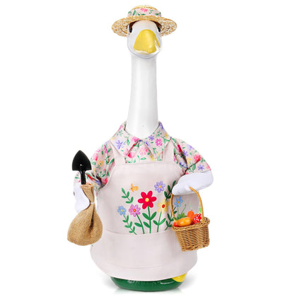 JolliLudo Spring Floral Garden Outfit on a 23-inch goose, enhancing porch charm.