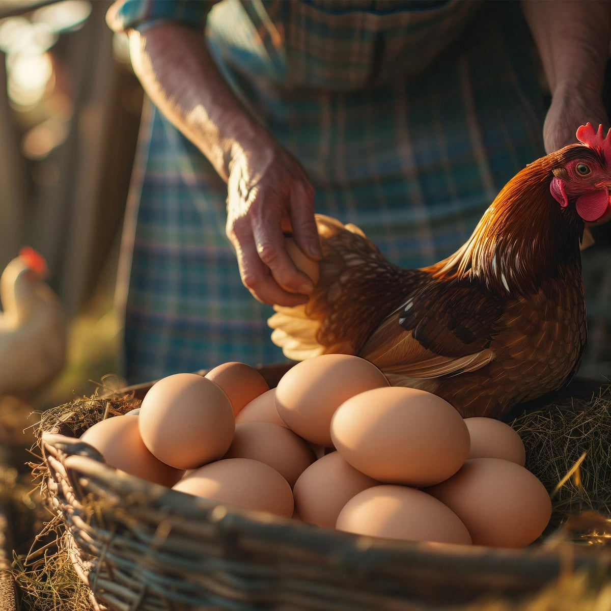 Brown ceramic eggs support natural coop routines and egg collection.