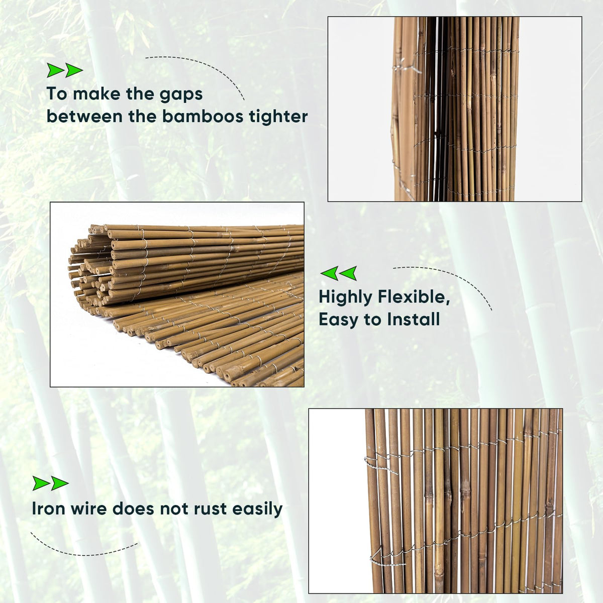 Jollybower bamboo fence is weather-resistant for outdoor durability.