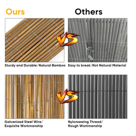 Jollybower bamboo fence weave highlights the organic craftsmanship and texture.