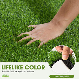 JOLLYDAY artificial turf close-up reveals natural thatch and vibrant color for year-round greenery.