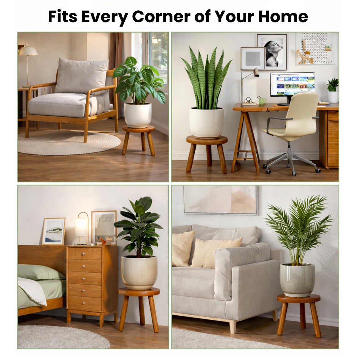 JOLLYMER solid teak stool offers sturdy, long-lasting support.
