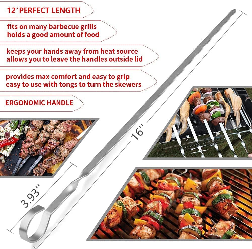 JOMVERL 16-inch skewers with thick one-piece construction resist bending.