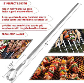 JOMVERL 16-inch skewers with thick one-piece construction resist bending.