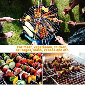 JOMVERL flat-handle design keeps hands away from heat while grilling.
