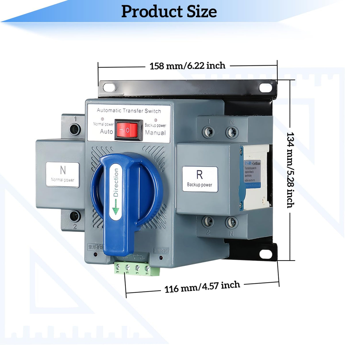 JONAS C compact transfer switch suitable for indoor and outdoor setups.