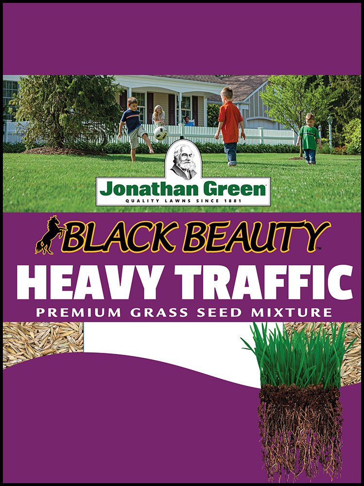 Jonathan Green 41000 Heavy Traffic seed bag showing tough, quick-cover turf for high-traffic areas