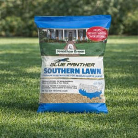 Blue Panther coverage area map shows 3 lb seed coverage up to 1,400 sq ft.