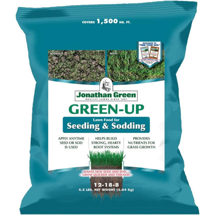 Jonathan Green Green-Up Lawn Food bag for seeding and sodding supports early root establishment