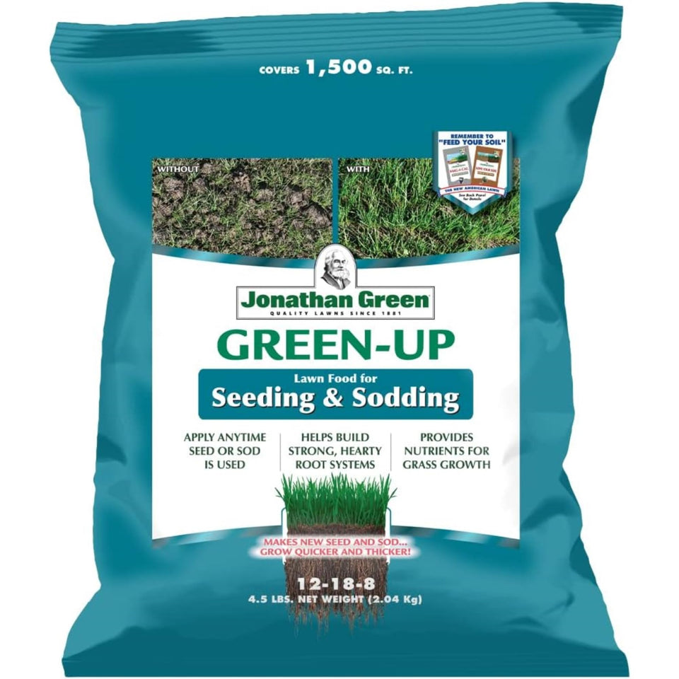Jonathan Green Green-Up Lawn Food bag for seeding and sodding supports early root establishment