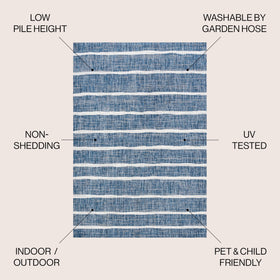 JONATHAN Y Berber Stripe rug complements patios with easy-cleaning and pet-friendly design.