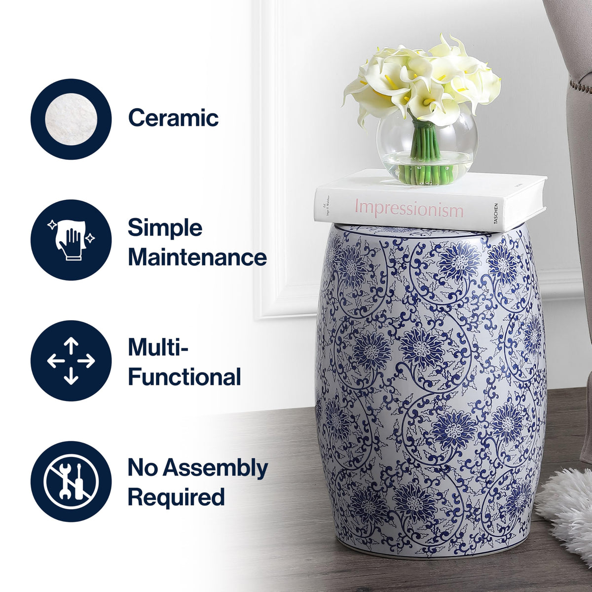 Jonathan Y Lotus Blossom with spill-proof glaze for easy cleaning.