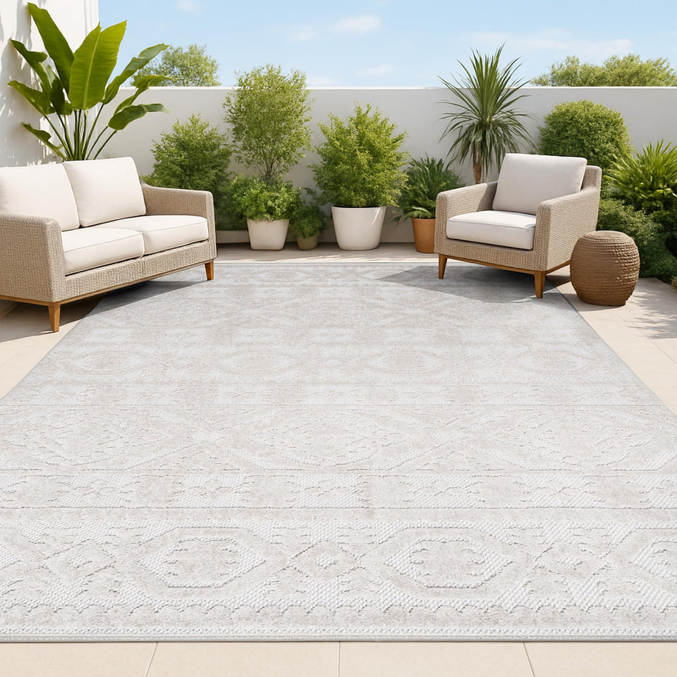 Jonathan Y Mediterranean Tile rug close-up pile shows soft, durable texture for daily use.