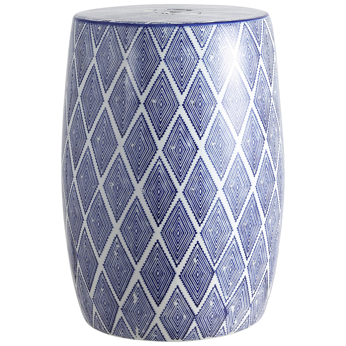JONATHAN Y Moroccan Diamonds 18in ceramic drum stool for durable indoor/outdoor use