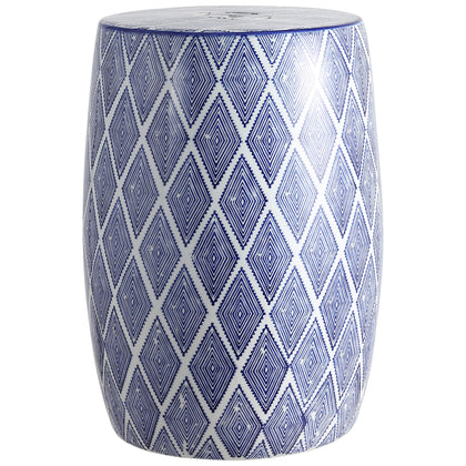 JONATHAN Y Moroccan Diamonds 18in ceramic drum stool for durable indoor/outdoor use