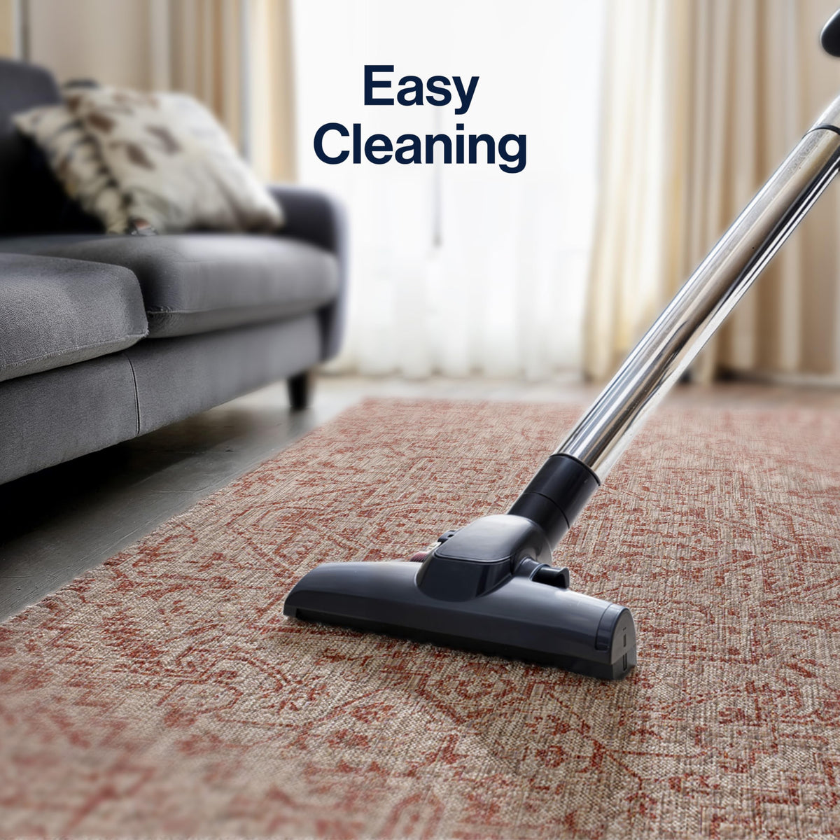 Jonathan Y pet-friendly low-pile rug minimizes dirt buildup.