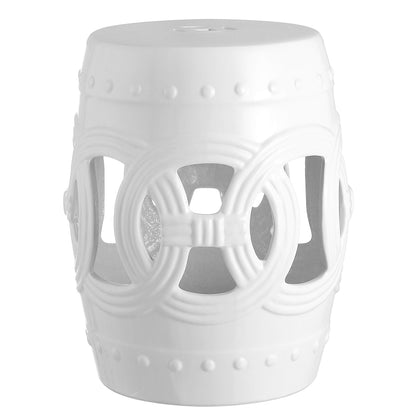 JONATHAN Y TBL1022A lucky coins ceramic drum stool in indoor-outdoor setting, versatile use