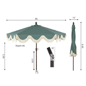 JONATHAN Y UMB1001G green canvas with cream fringe stands out