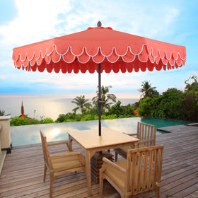Jonathan Y UMB1002A Tracy umbrella with double scalloped edge and white trim.