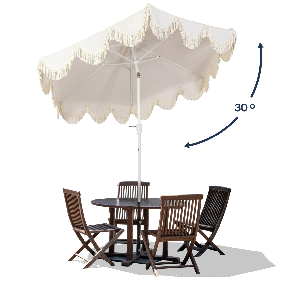 Jonathan Y umbrella aluminum frame provides durable outdoor support.