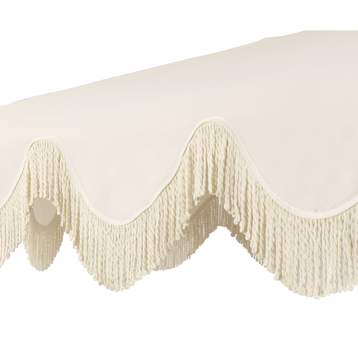 Jonathan Y umbrella scalloped edge enhances decorative patio styling.
