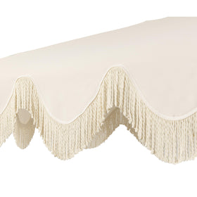 Jonathan Y umbrella scalloped edge enhances decorative patio styling.