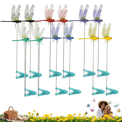 Jongdari dragonfly clip garden stake in black for vibrant outdoor decor.