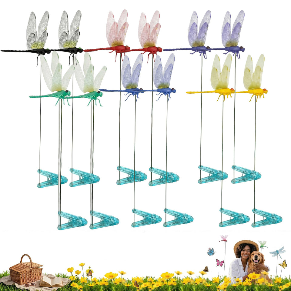 Jongdari dragonfly clip garden stake in black for vibrant outdoor decor.