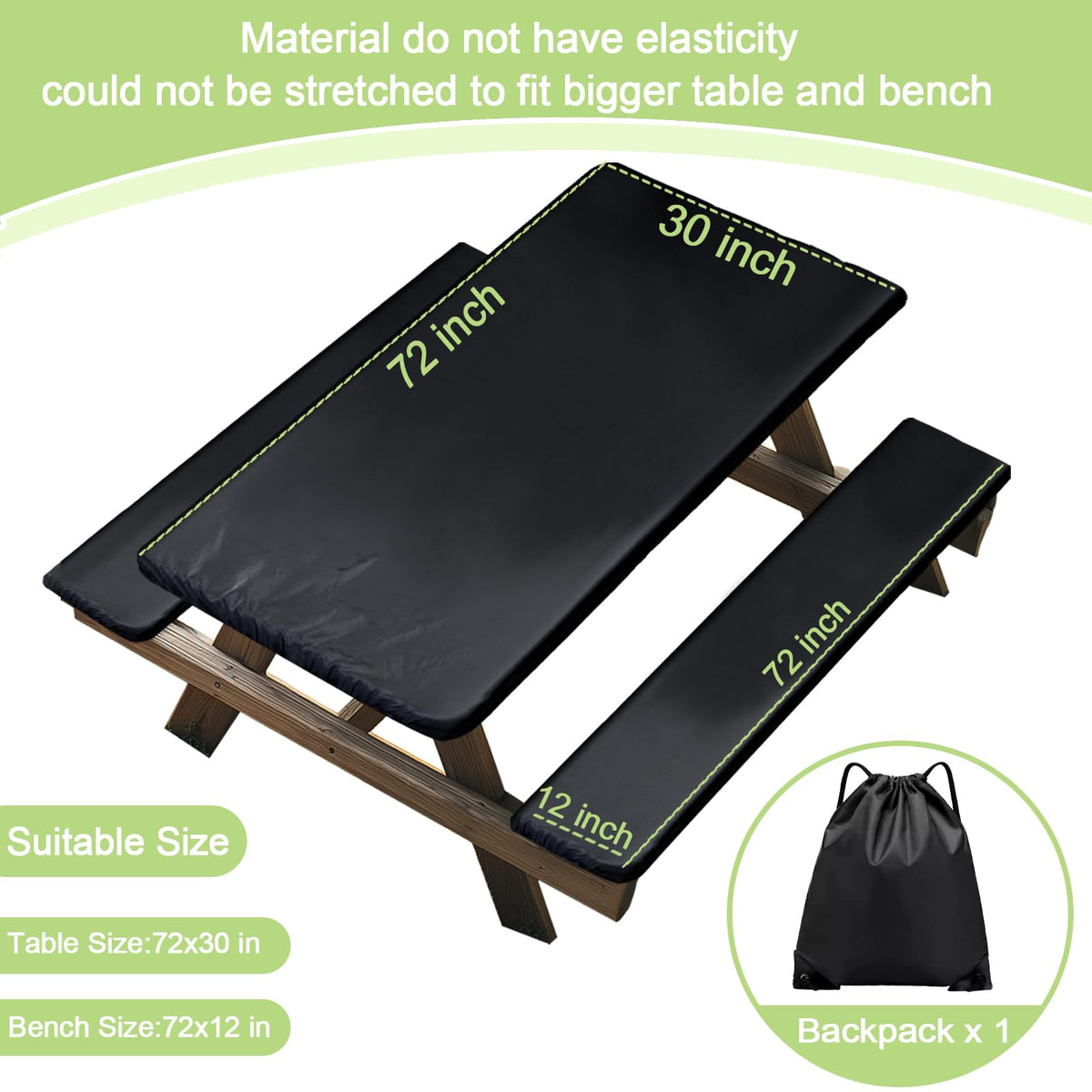 Jonyproo bench covers stretched over 72x12 benches for secure fit.