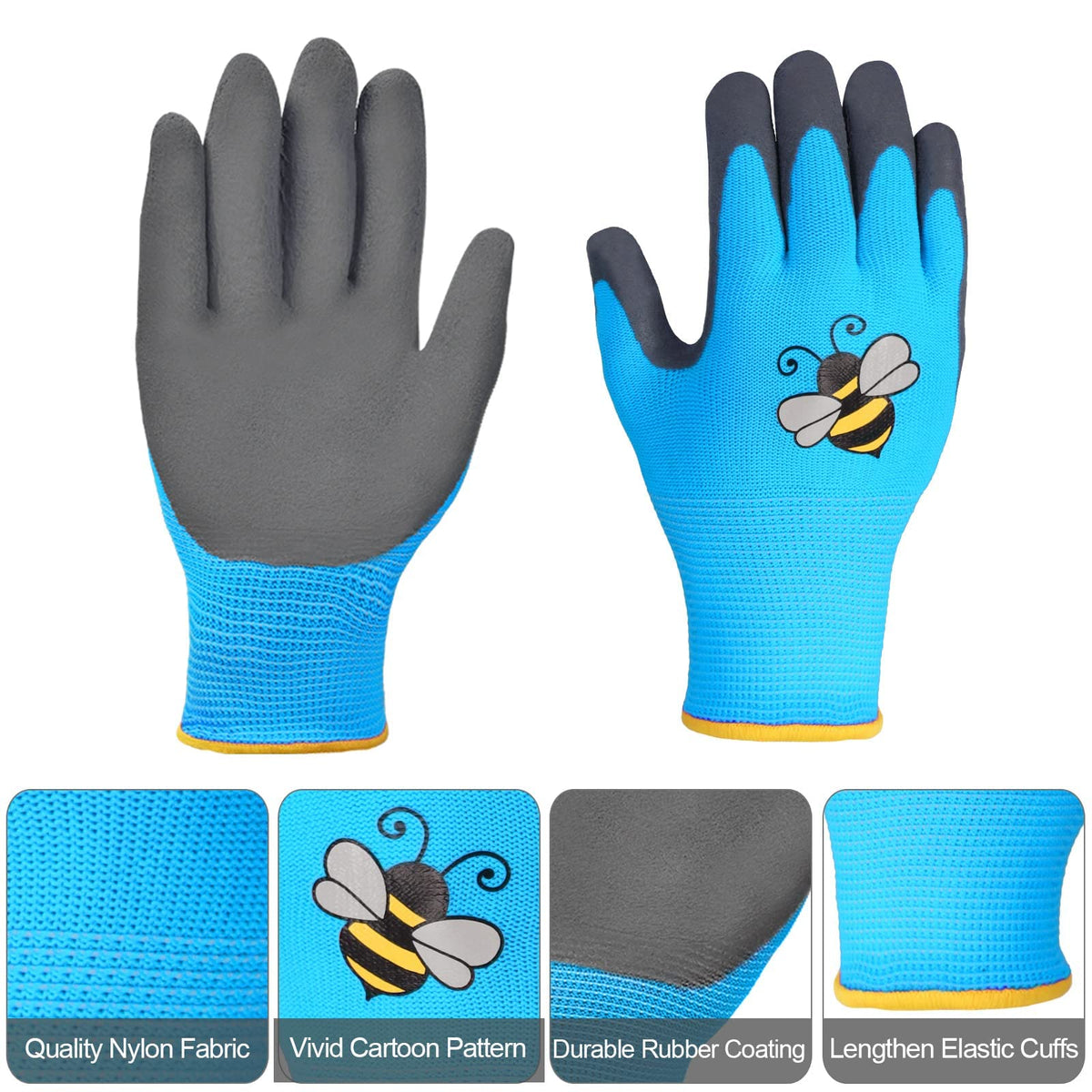 Joottuan kids gardening gloves green in use protecting wrists during digging