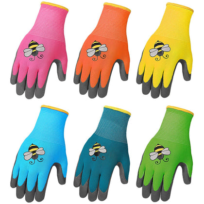 Joottuan kids gardening gloves pink close-up showing non-slip palm for grip