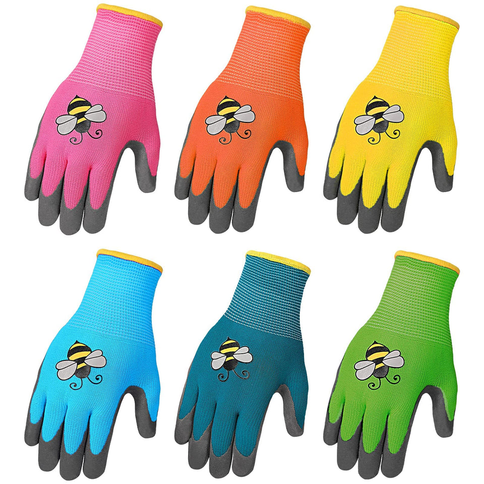 Joottuan kids gardening gloves pink close-up showing non-slip palm for grip
