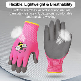 Joottuan kids gardening gloves turquoise long cuffs guard sleeves from dirt