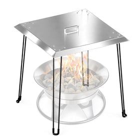 joqepy fire pit heat deflector 24x24 redirects heat downward for even outdoor warmth
